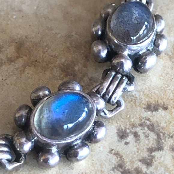 Sterling Silver Labradorite Line Bracelet - Picture 2 of 10